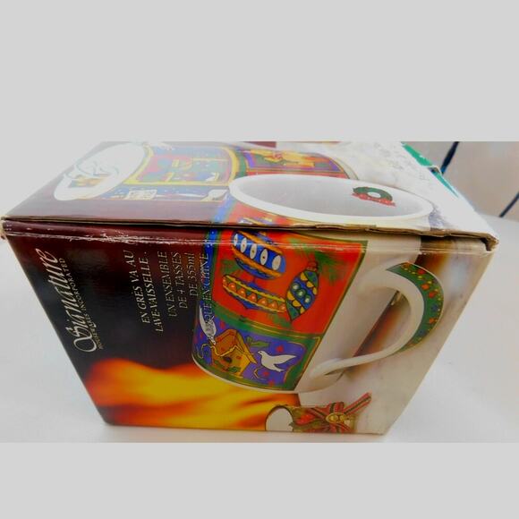 Vintage Signature Christmas Classics Mugs Cups Santa Snowman Angels Set of 4 - Picture 5 of 11